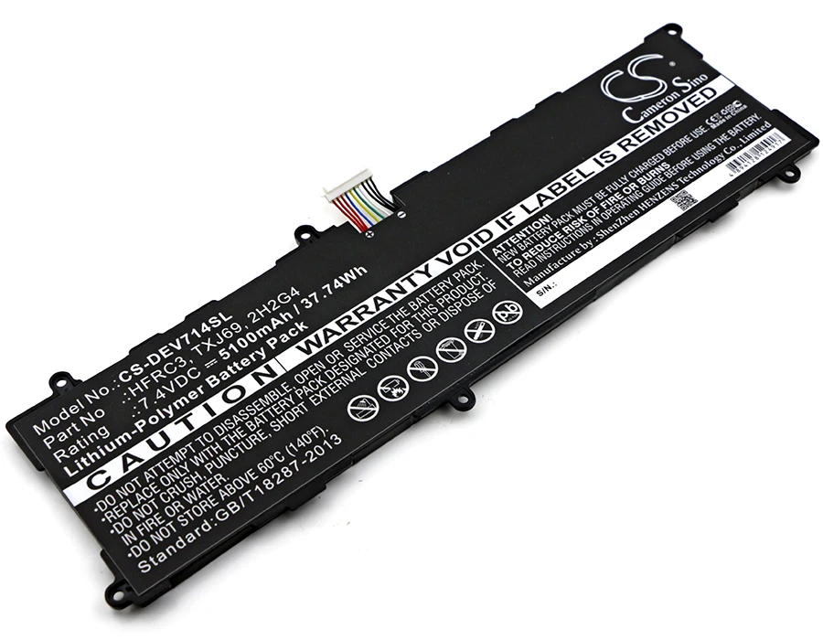 Tablet Battery For  DELL 2H2G4  21CP5/63/105  HFRC3  TXJ69 Venue Pro 7140 Volts 7.4  Capacity 5100mAh / 37.74Wh