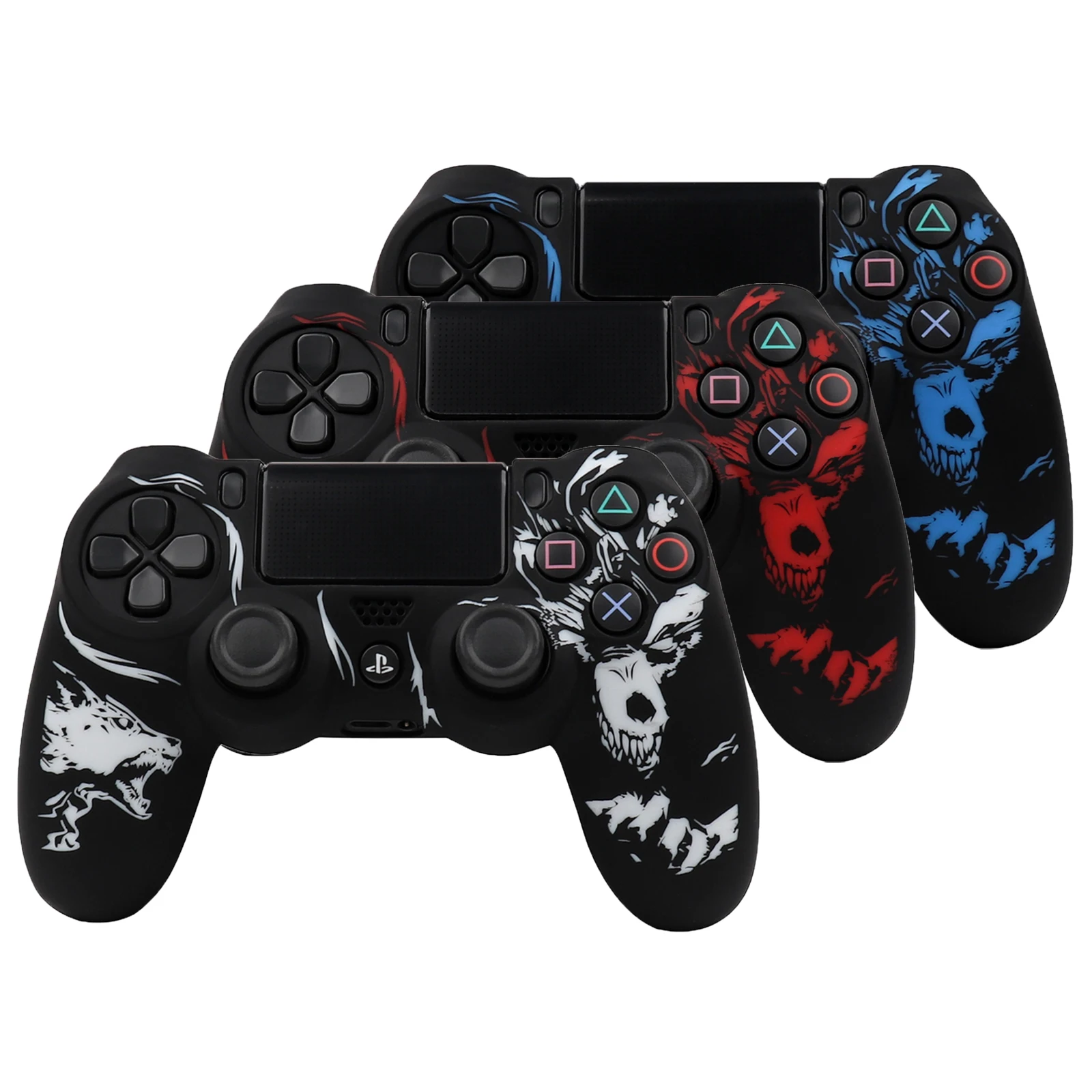 Мягкий силиконовый чехол с лазерной резьбой для контроллера Playstation 4, чехол для геймпада PS4 с колпачками для джойстика