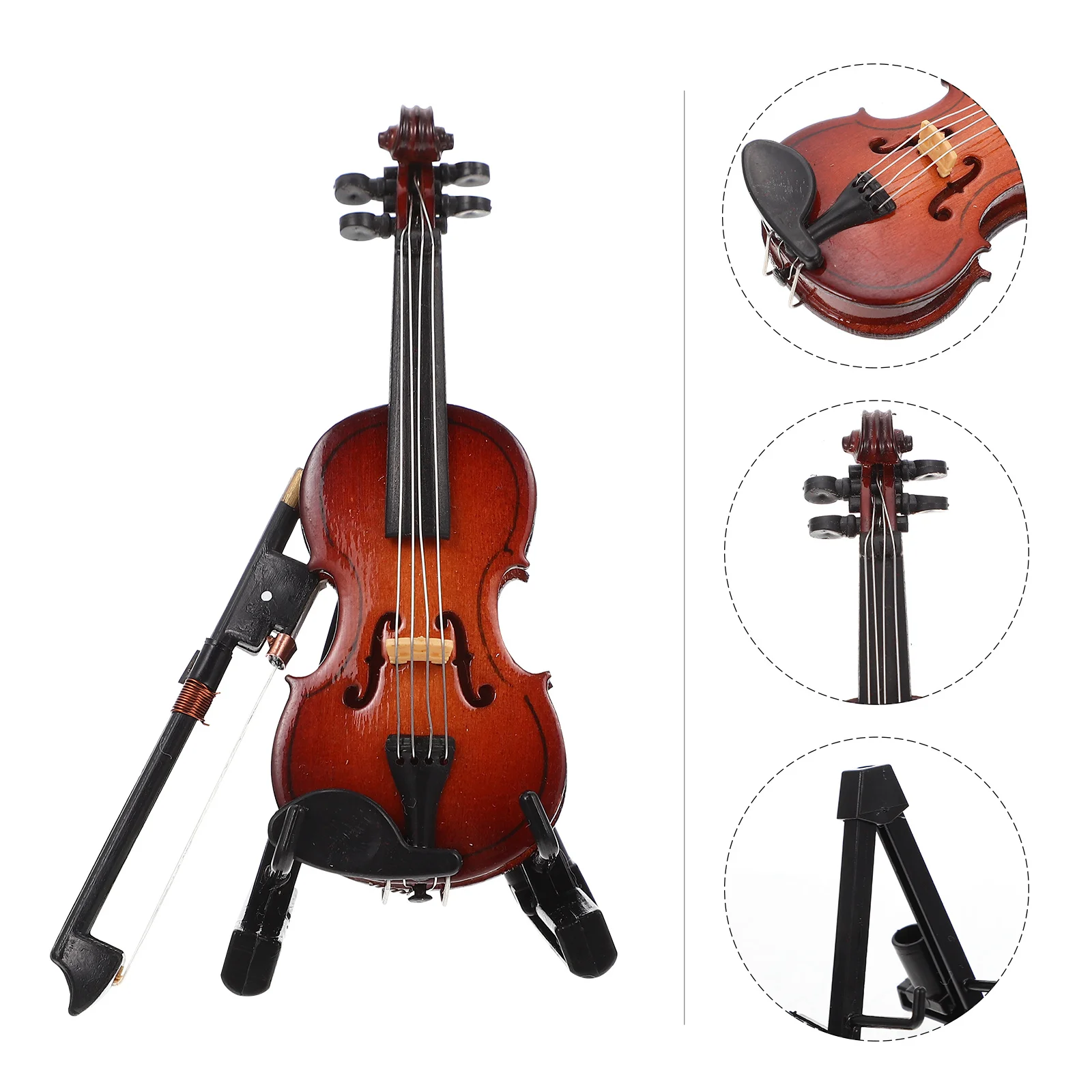 

1set 1Set Mini Delicate Desktop Decor For Delicate Violin Home Violin Photo Prop Wooden Mini Instrument Decor