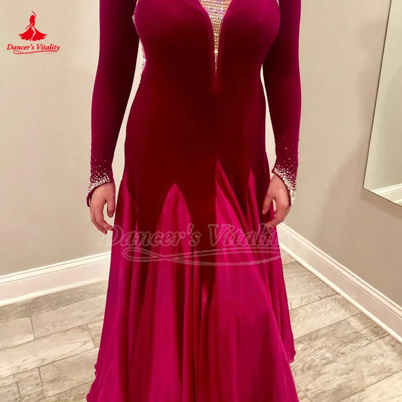 Personalizzazione Sala da ballo Club di ballo Standard Grande abito altalena Valzer Foxtrot Tango Quickstep Standard internazionale Esegui abiti