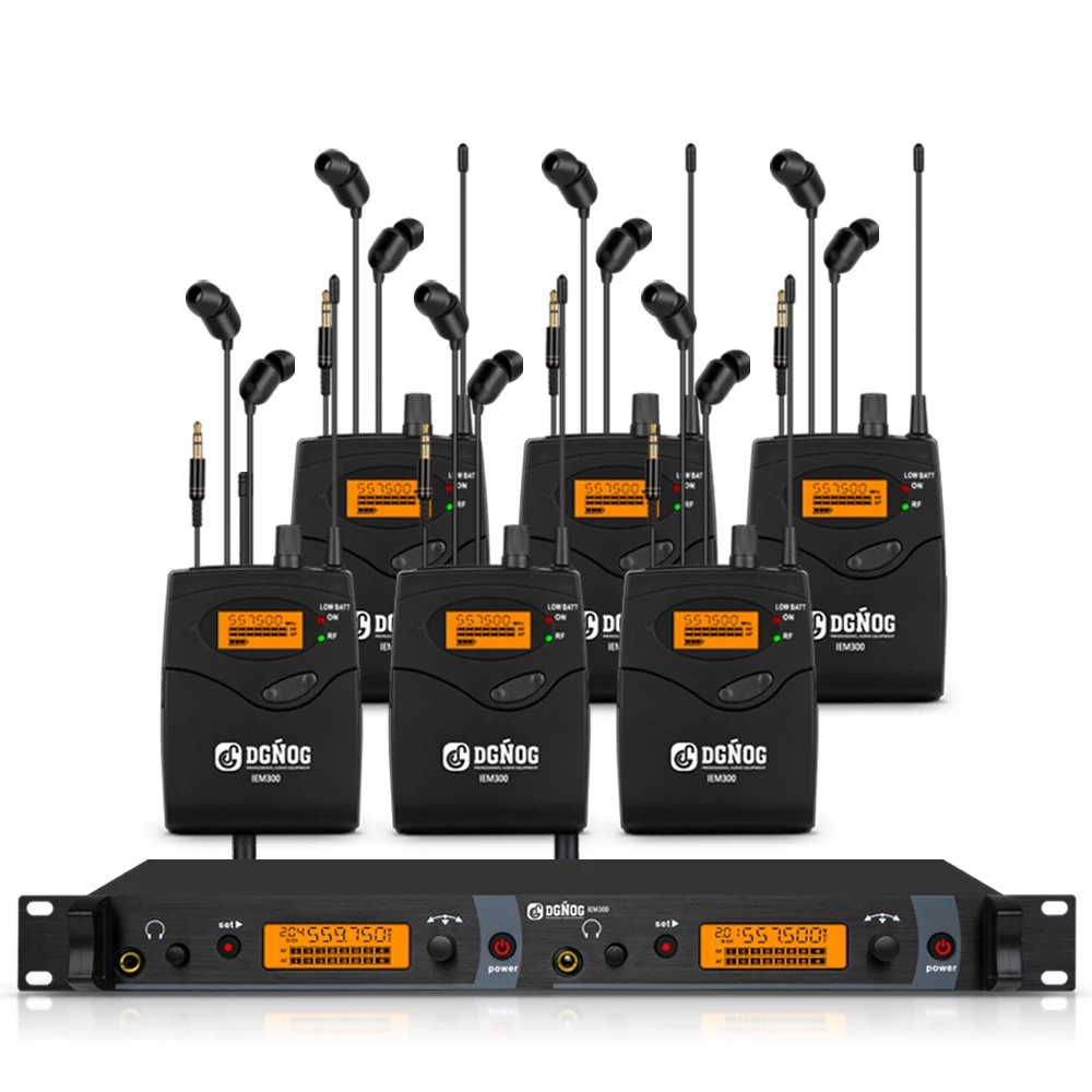 2-kanaals draadloos in-ear monitoringsysteem DGNOG IEM300 40 instelbare UHF-frequenties 300ft IEM Stage Return voor zangergroepen