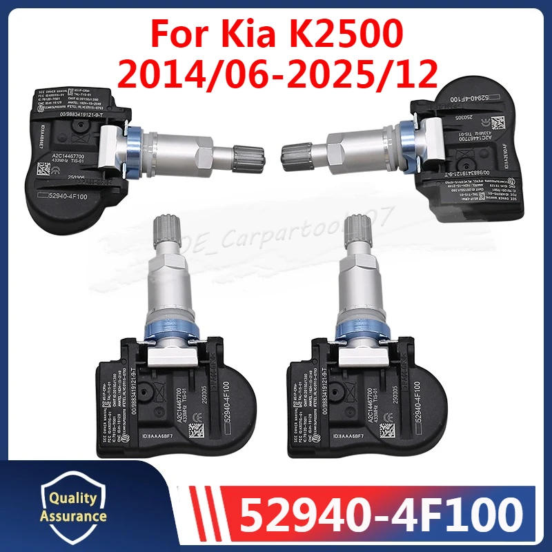

52940-4F100 Автомобильный TPMS 433 МГц для 2014-2025 Kia K2500 2015-2020 Hyundai Grand Starex H-1 датчик системы контроля давления в шинах 4 шт.