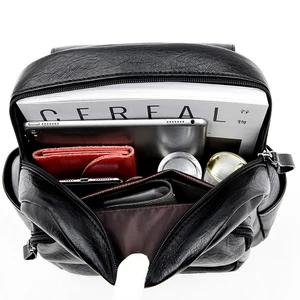 Ladies Bookbag Damen Rucksack großer Kapazität Rucksack hochwertige Ledertaschen Frauen Vintage Bags School Reisetablack 12 Hauptverkaufs -Rucksack für Frauen mit großem Leder - №7