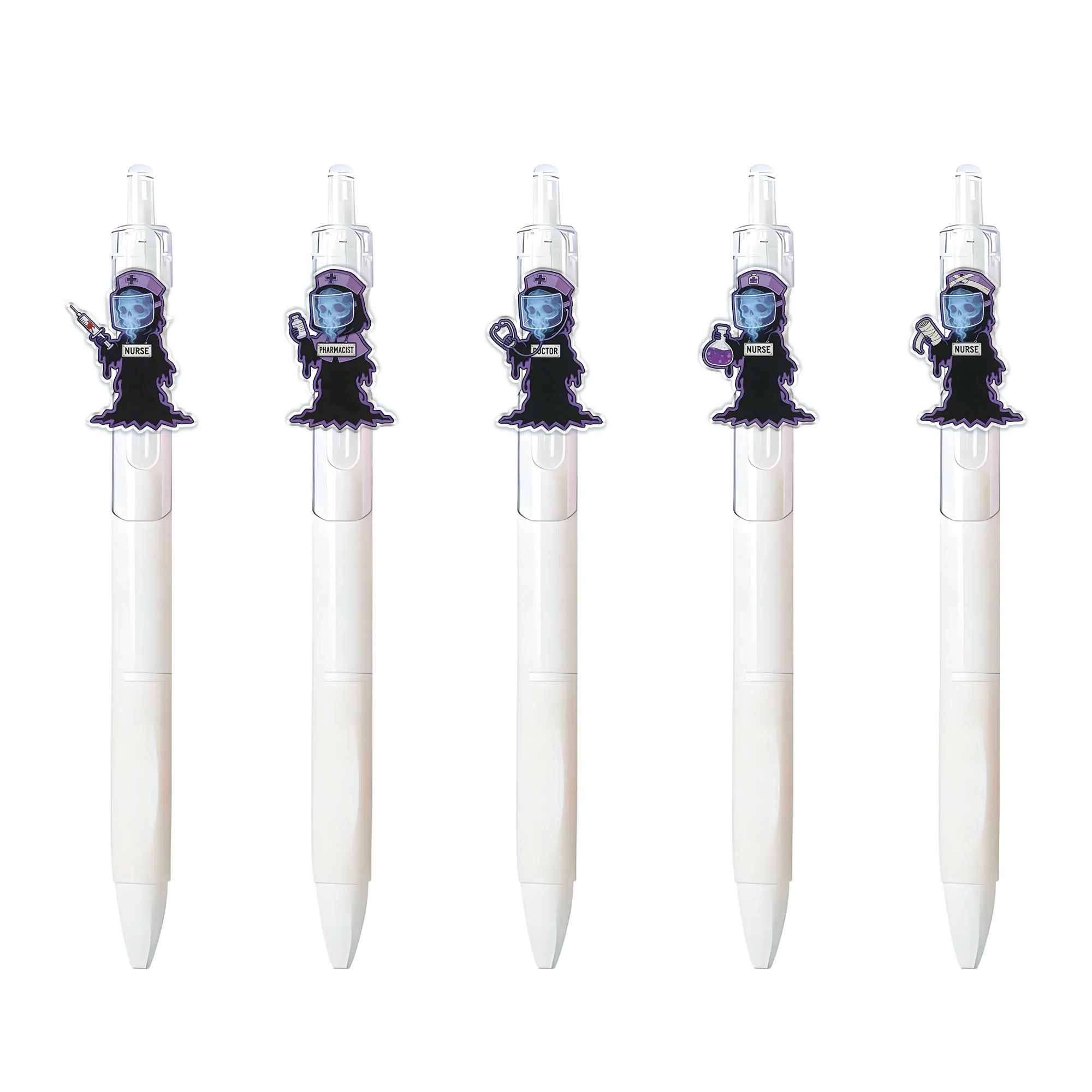 

5pcs Gothic Ghost Nurse Theme Personalized Ballpoint Pen Medical Series Press Creative Gift Pen
