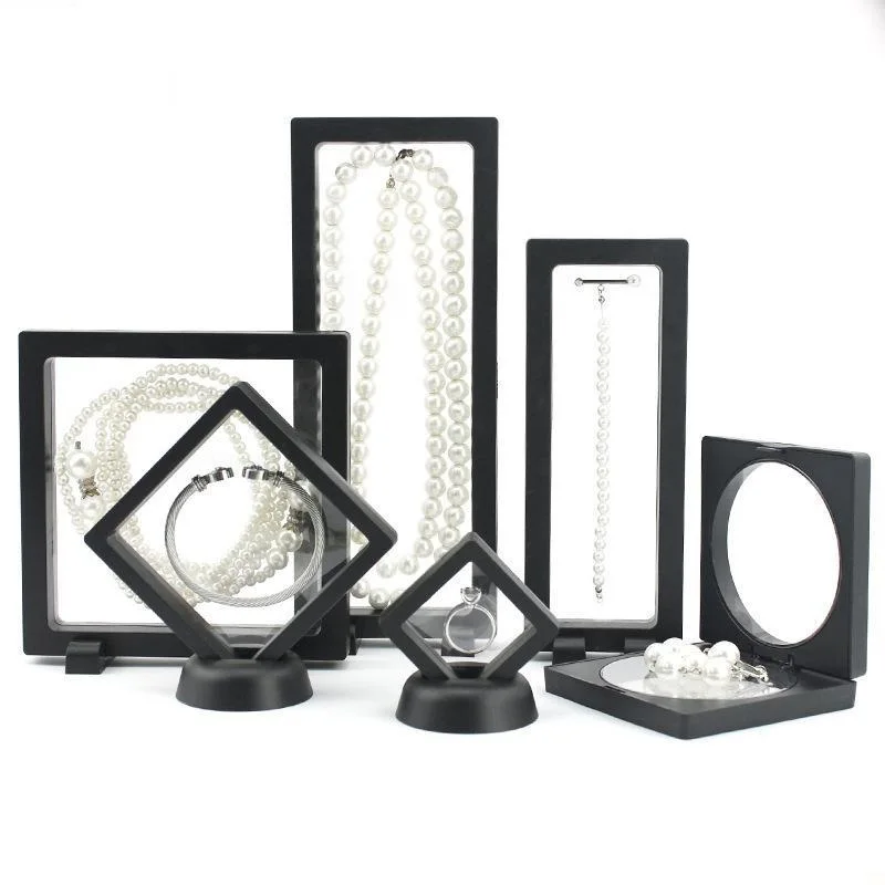 PE Film Jewelry Storage Box 3D Floating Display Case for Rings Earrings Necklace,Wedding Gift Jewelry Organizer