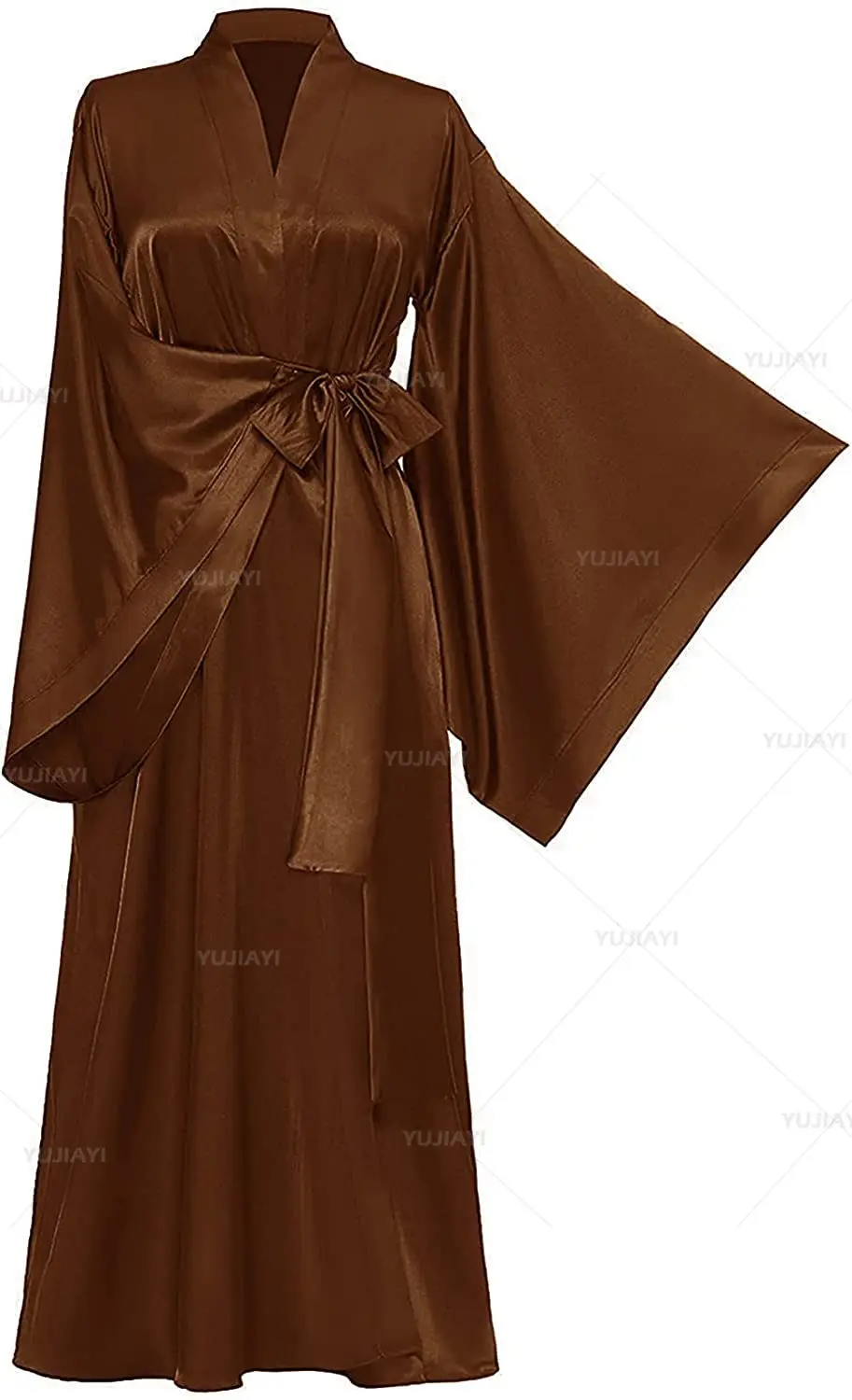 Jubah Satin sutra untuk wanita gaun Kimono panjang jubah gaun pengantin baju tidur Lingerie Boudoir pengantin piyama gaun malam