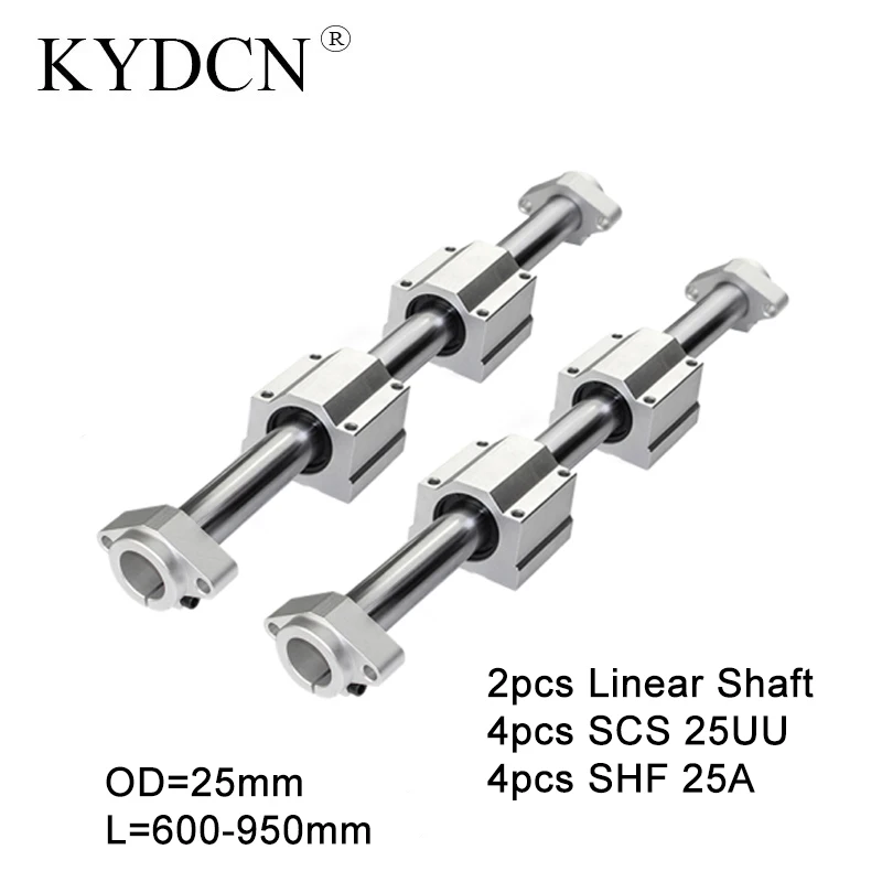 

Optical Axis 2PCS Linear Shaft OD25mm 600-950mm+4Pcs SCS25UU Linear Bearing Blocks+4Pcs SHF25A Bearing Support For CNC Router ﻿