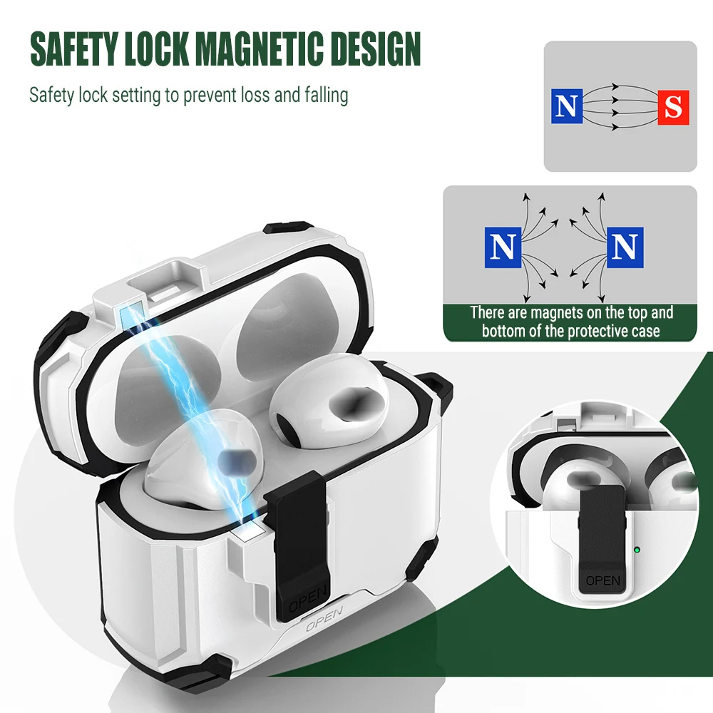 غطاء قفل أمان لـ 2025 AirPods Pro 3 حافظة لأجهزة AirPods Pro3 Pro 3rd Gen Air Pods حافظات سماعة رأس مقاومة للصدمات Funda مع خطاف #5
