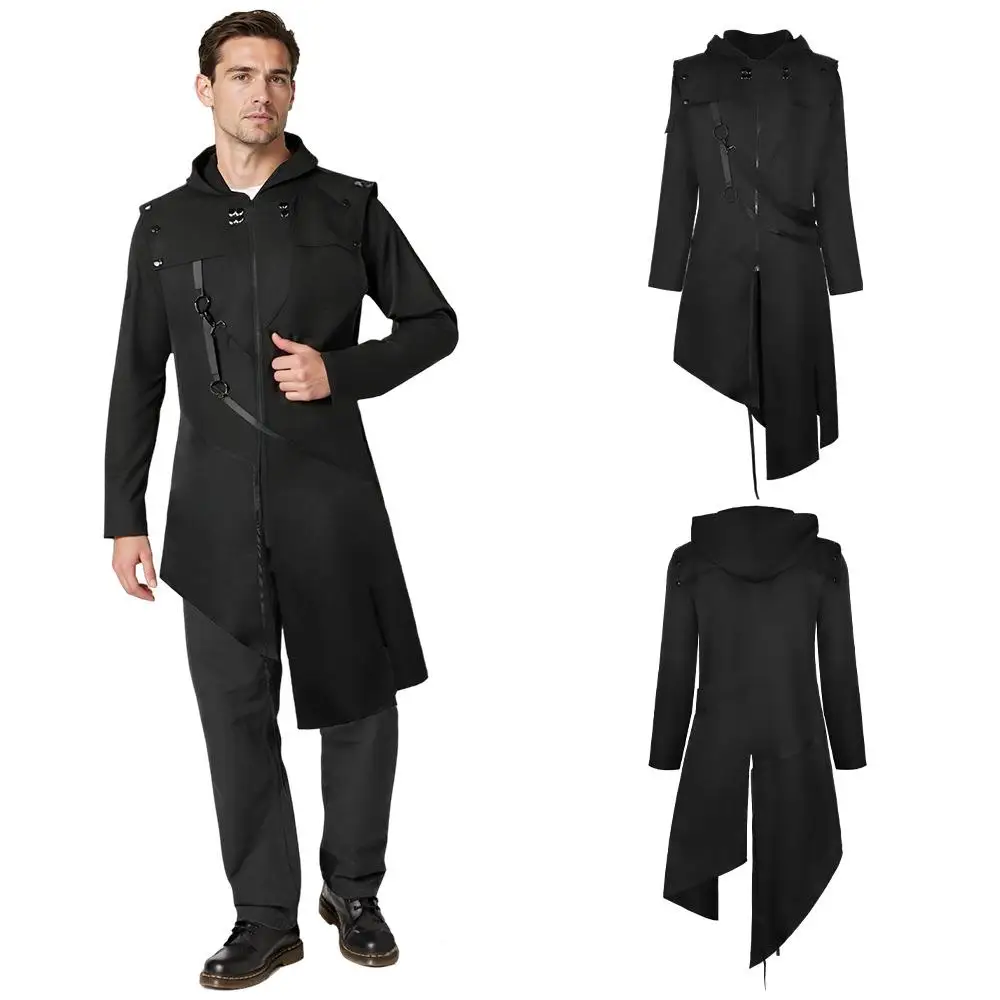 

Men's Asymmetrical Windbreaker loween Costume Outerwear Casual Sle Unbranded Men's Jaet Faionable Ethnic Clothing