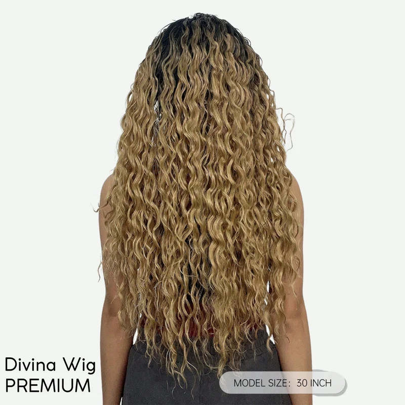 Curly Headband Wig Brown Blonde Heat Resistant Synthetic Hair Natural Look - view 2