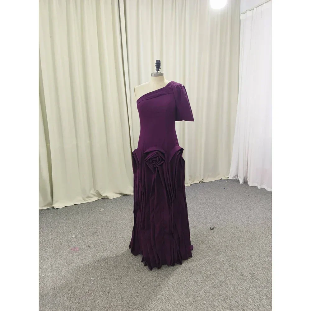 Customized Fashion Matching One-shoulder Ball gown Formal Ocassion Gown Fold Draped Floor length Skirts Charmeuse Evening Dress