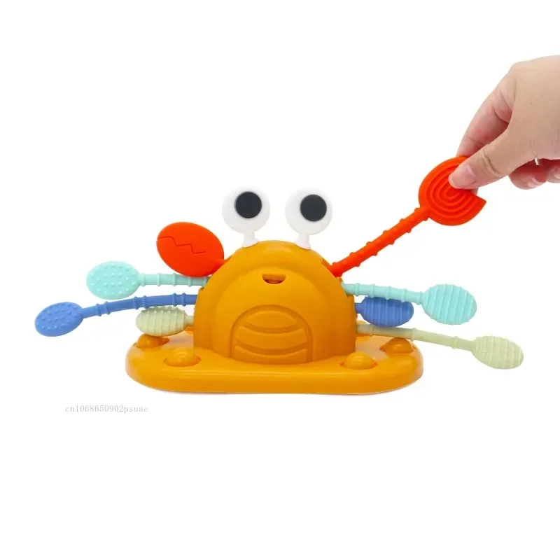 Bebê caranguejo brinquedos sensorial corda mordedor silicone educação precoce brinquedos de treinamento silicone puxar corda atividade brinquedo animais 1 pçs