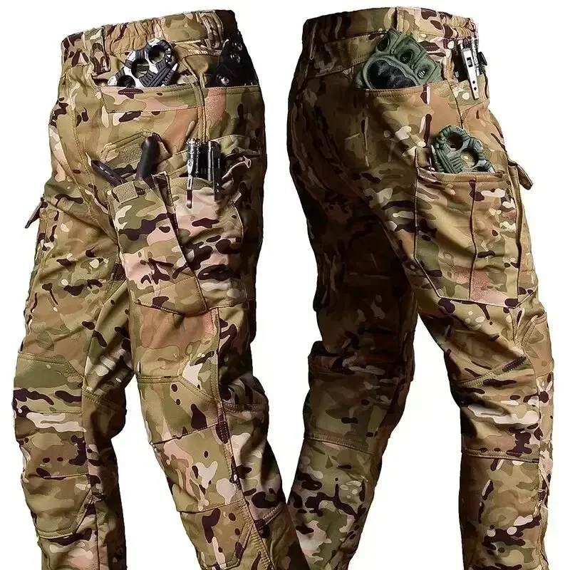 Knee Double Layer Thickened Winter Men Multi Pocket Camouflage Waterproof and Windproof New IX7 Pants