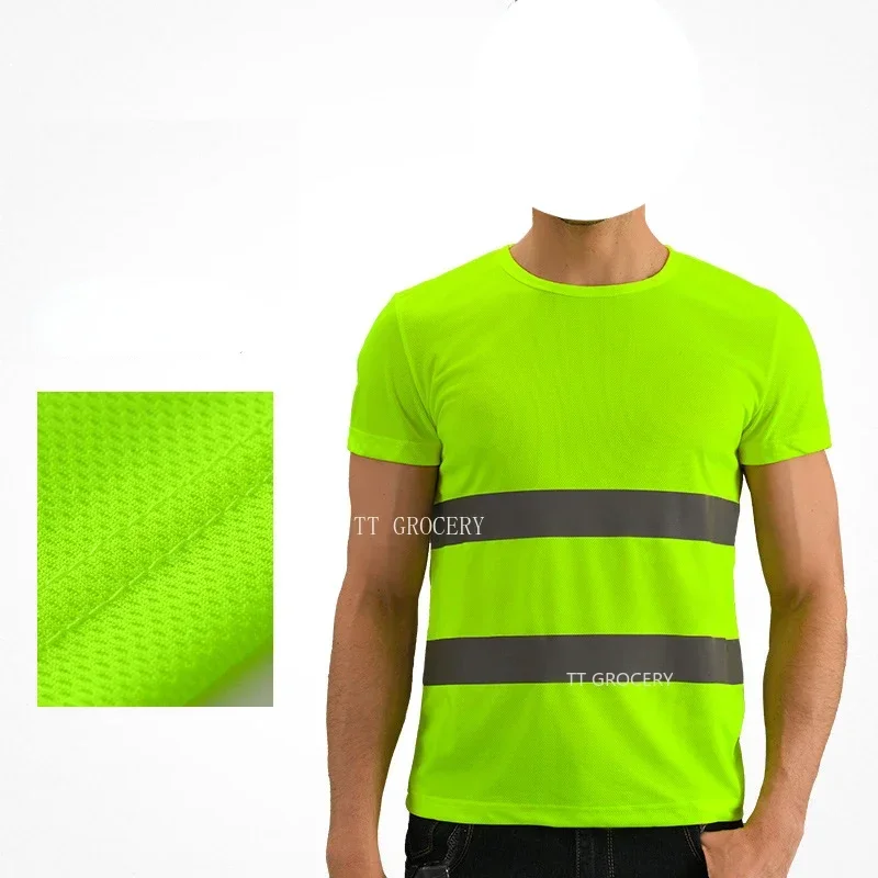 Esportes ao ar livre fluorescente de alta visibilidade segurança trabalho camisa verão respirável trabalho t camisa colete reflexivo camiseta