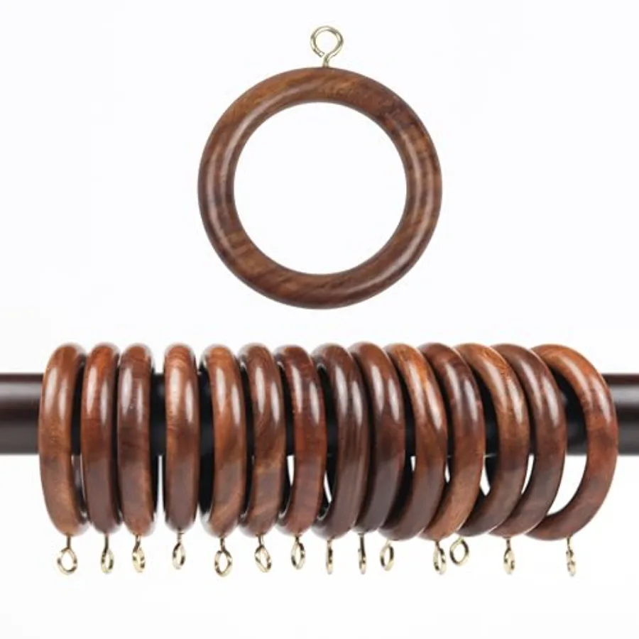 

Pieces 2.5 Wooden Drapery Curtain Rod Rings for 1.5 Rod Pole Natural Rosewood