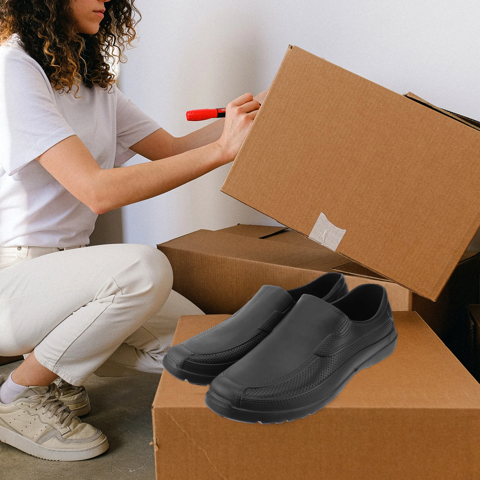 

Black Eva Chef Shoes 41 Code Non-Slip Lightweight Comfortable Oil-Proof for Long Time Standing and Walking Eva Shoes