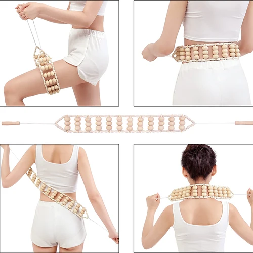 목재 마사지 롤러, 나무 테라피 셀룰라이트 마사지 도구, 목재 수동 등 마사지 롤러 로프, 다리 등 통증 완화, 1 PC 