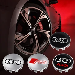 4PCS 60/63/68mm Car Wheel Center Hub Caps Cover Sticker Auto Accessories For AUDI S RS A3 A4 B8 8P 8V A6 A5 Q5 B7 B6 B9 Q7 A1 A7