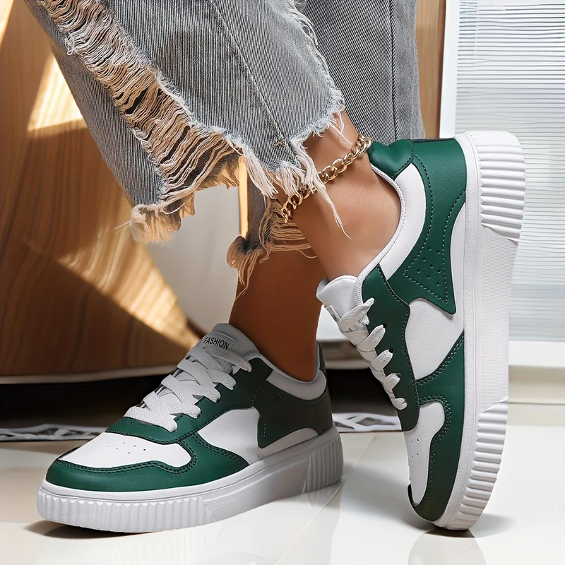 

Красочные женские кроссовки на толстой подошве в стиле пэчворк, повседневные туфли на шнуровке с низким берцем, удобная моющаяся обувь, с возможностью стирки