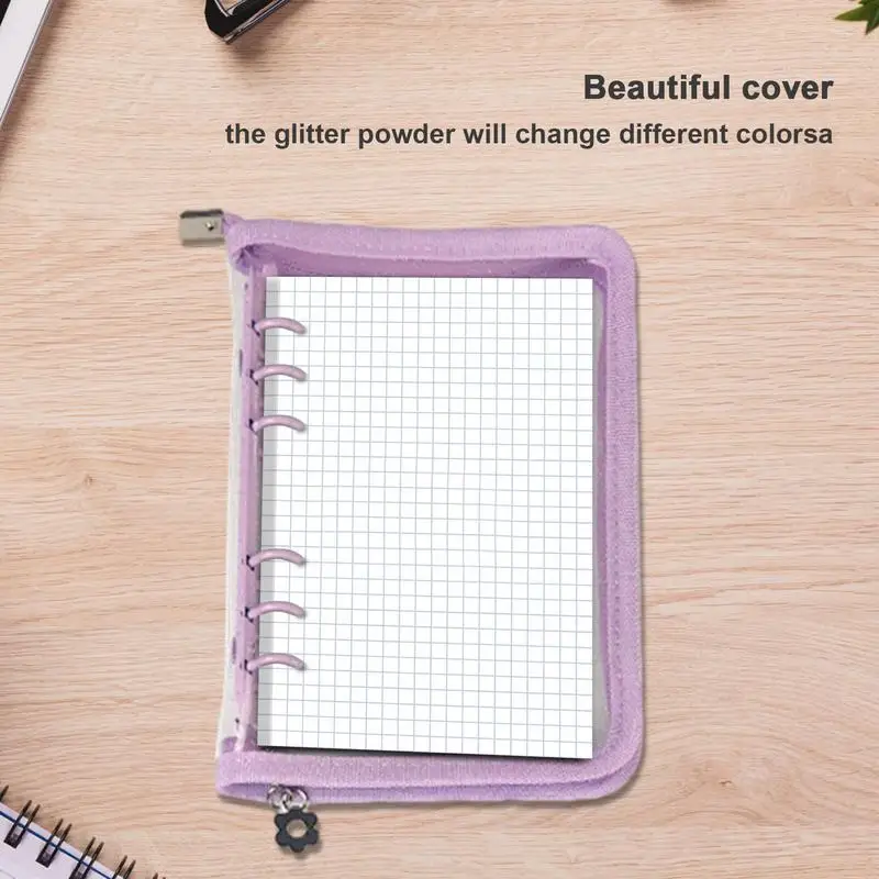 6-Hole Loose Leaf Cover Clear Notebook Cover Loose Leaf Personal Planner Binder With Zipper Notebook Cover Case Refillable For