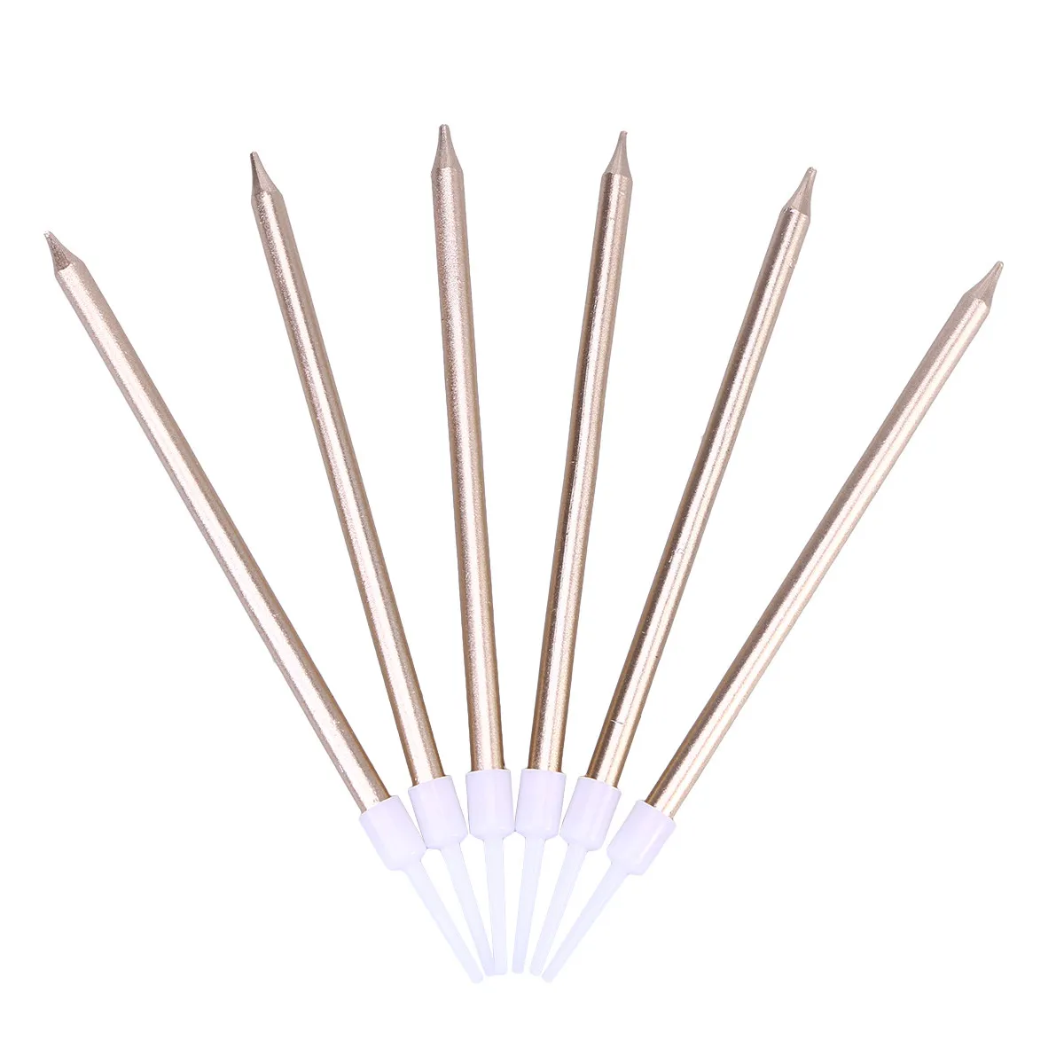 24Pcs Golden Slender Candles for Birthday Cake Wedding Party No Drip Smokeless Elegant Romantic Atmosphere