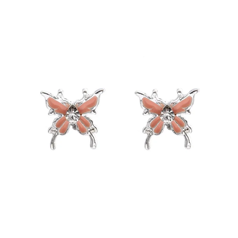 Glaze Blue Color Butterfly Mini Small Crystal Stud Earring for Women Sweet Temperament Jewelry Christmas Girlfriend Gift