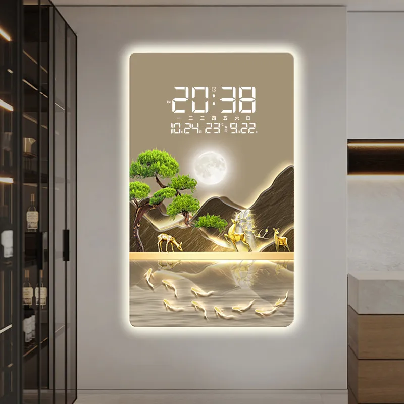 Qing Song Chang Decorative Painting Clock 2026 New Luminous TV Grille Hanging Wall Light