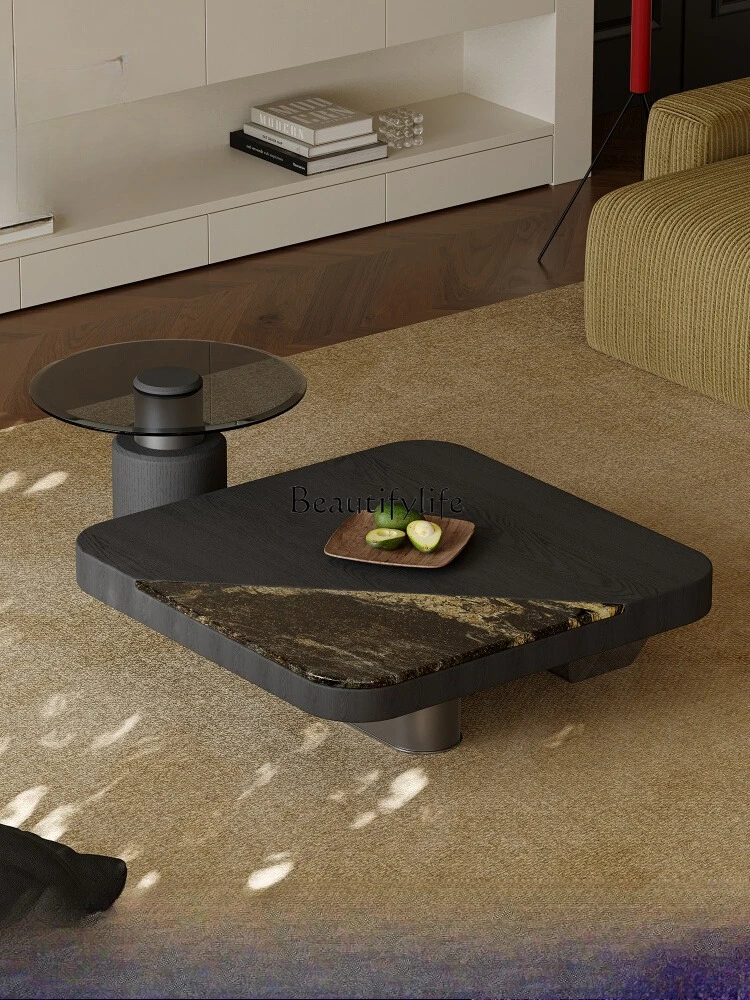 

New luxury stone square coffee table villa mansion Italian minimalist original designer high-end coffee table