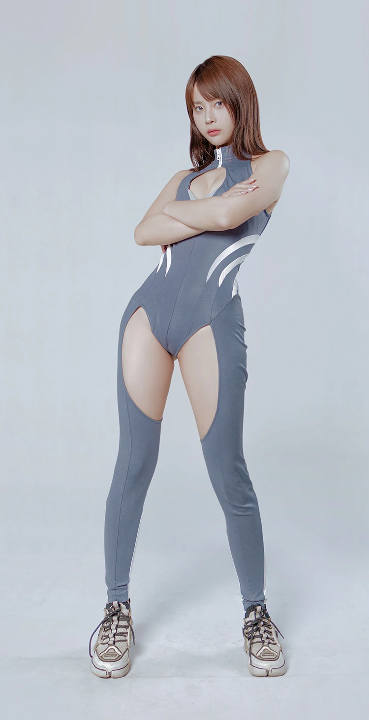 Grey Shark One-Piece Yoga Pants Fitnes Suit Sexy Elastic Cos Two-Dimensional  Onesies Full-body Clothes