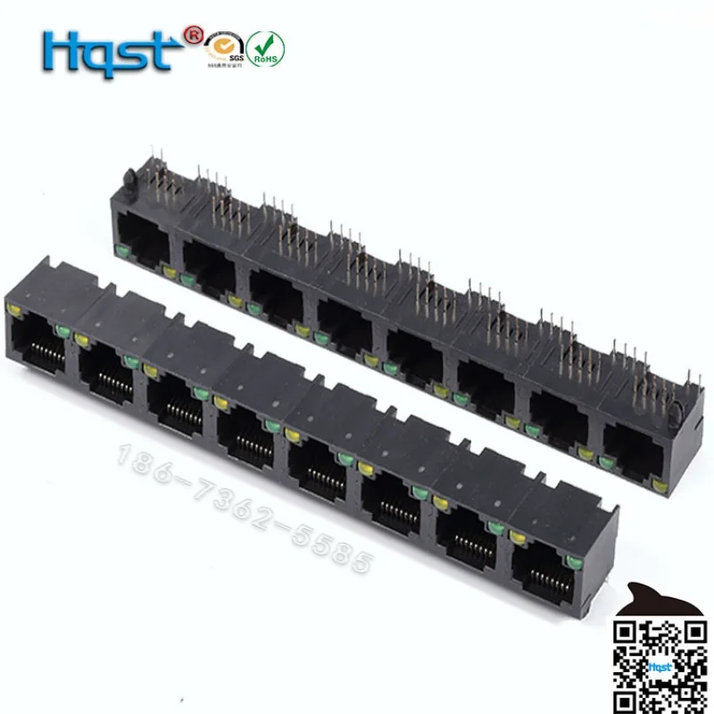 5JA1*8 8 Port UTP RJ45 Ethernet Connector Plastic Network Adapter with Dual LED Indicators 15.75cm for Computer Device Plug Port