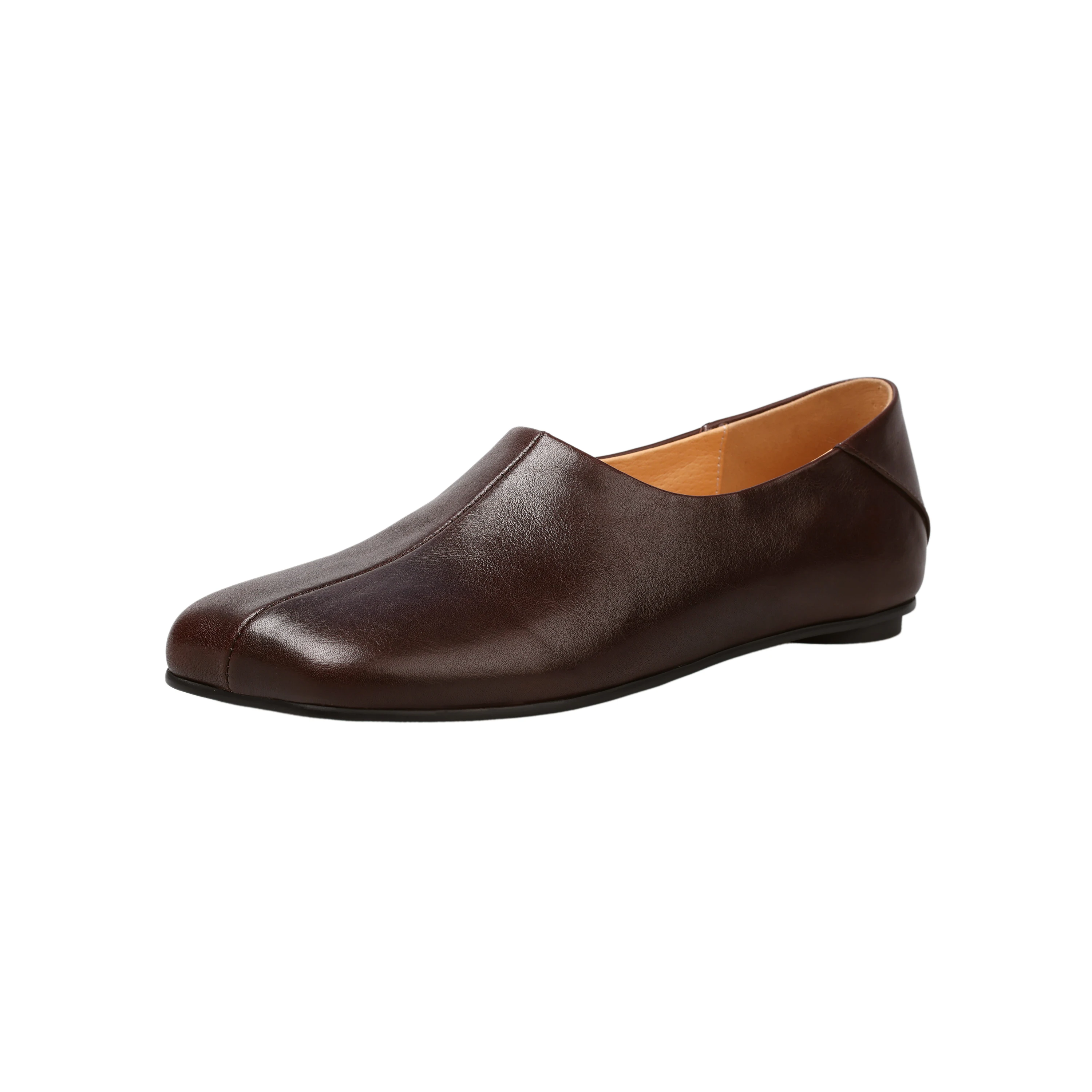 Dilalula 2026 Spring New Natural Leather women's Flats Flat Heel Pumps Female Daily Leisure Leather Walk Shoes Brown view 2