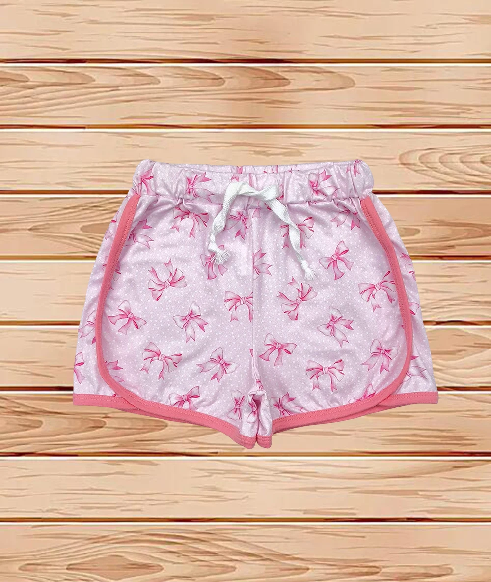 

4.12 Wholesale hot sale western boutique kid children clothing Baby Girls Pink Polka Dots Bows Shorts Bottoms