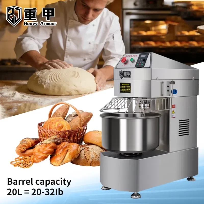 Heavy Commercial Spiral Dough Mixer for Pizza Bread with 20L Capacity Options for Restaurant Use