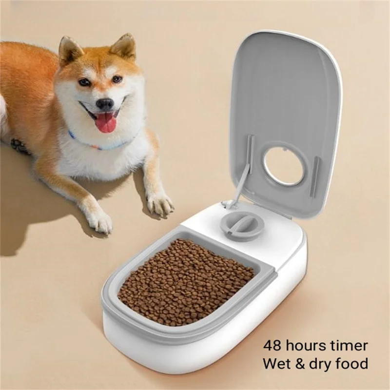 

Cordless Flat Automatic Dog Feeder Small Medium Pets Dry Wet Food Bowl 48-Hour Timer Single Double Battery Cats Dishes Container