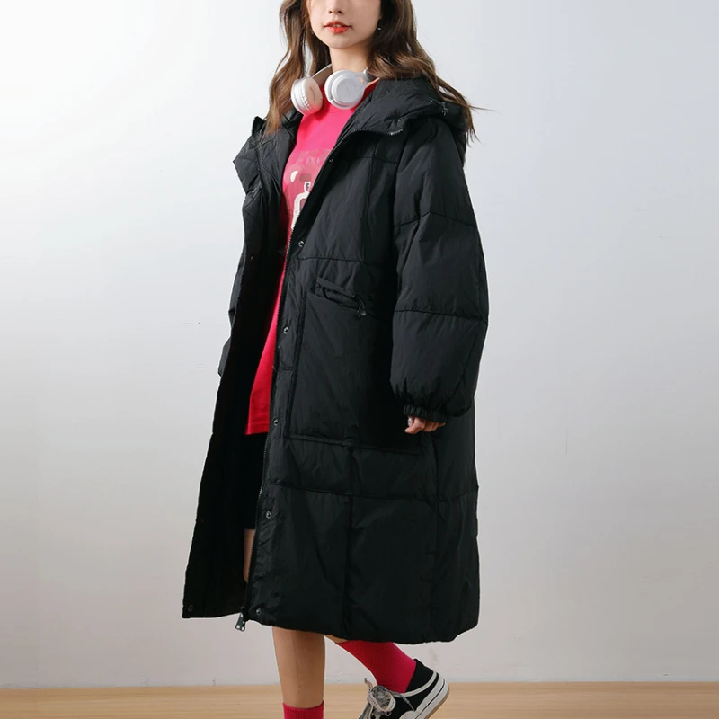 Women's Mid-length Puffer Jacket, Down Coats, Retro Loose, Stylish, Large Pocket Parka, Thick, Warm, Snow, Winter, New