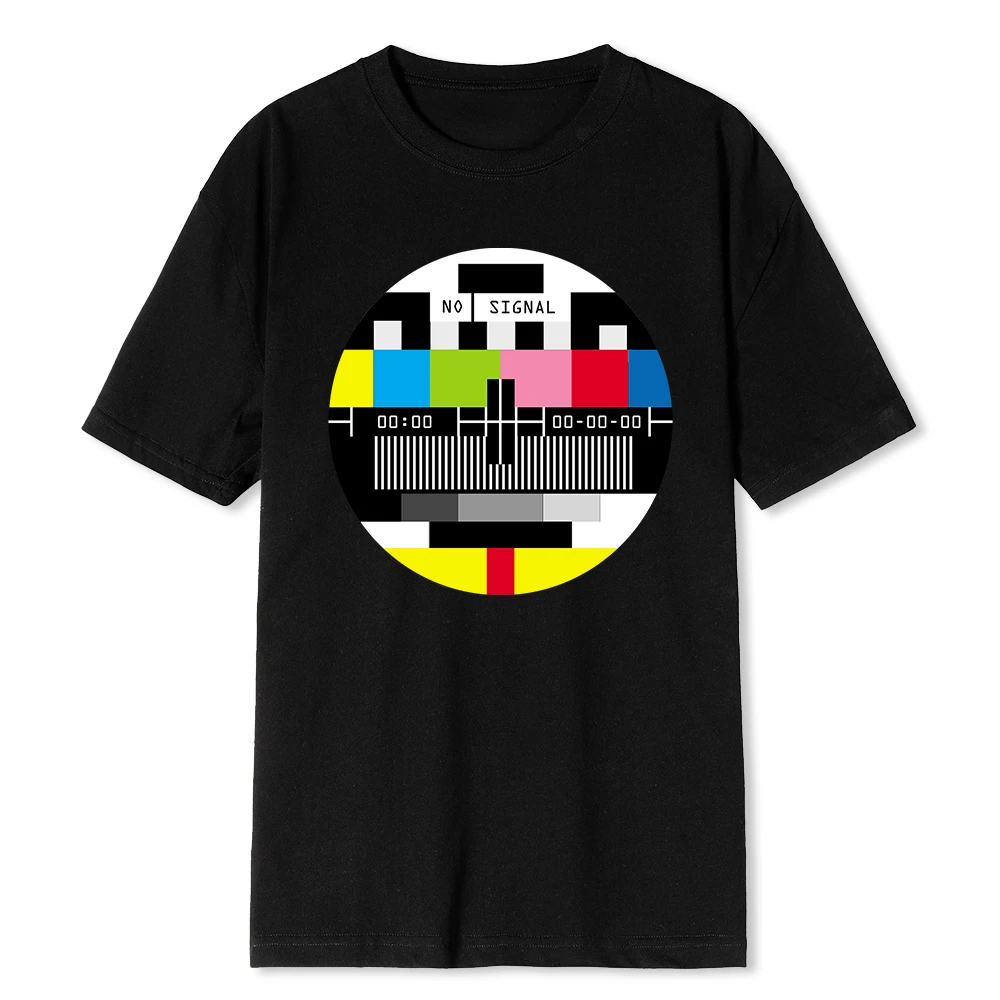 Funny No Signal Men Tshirt Style Streetwear Tops & Tees Novelty Geometric Short Sleeve T Shirt Men Clothing Streetwear