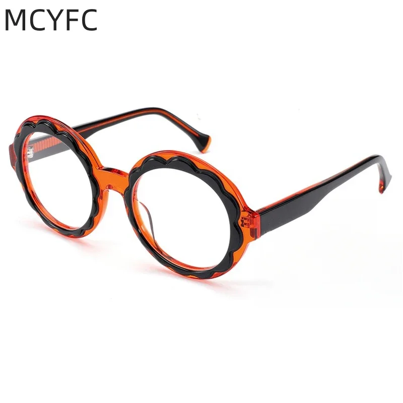 MCYFC Round Western Style Eye Glasses Frame for Women Hand Made Acetate Material Flower Inspiration Design Eyeglasses Frames Men