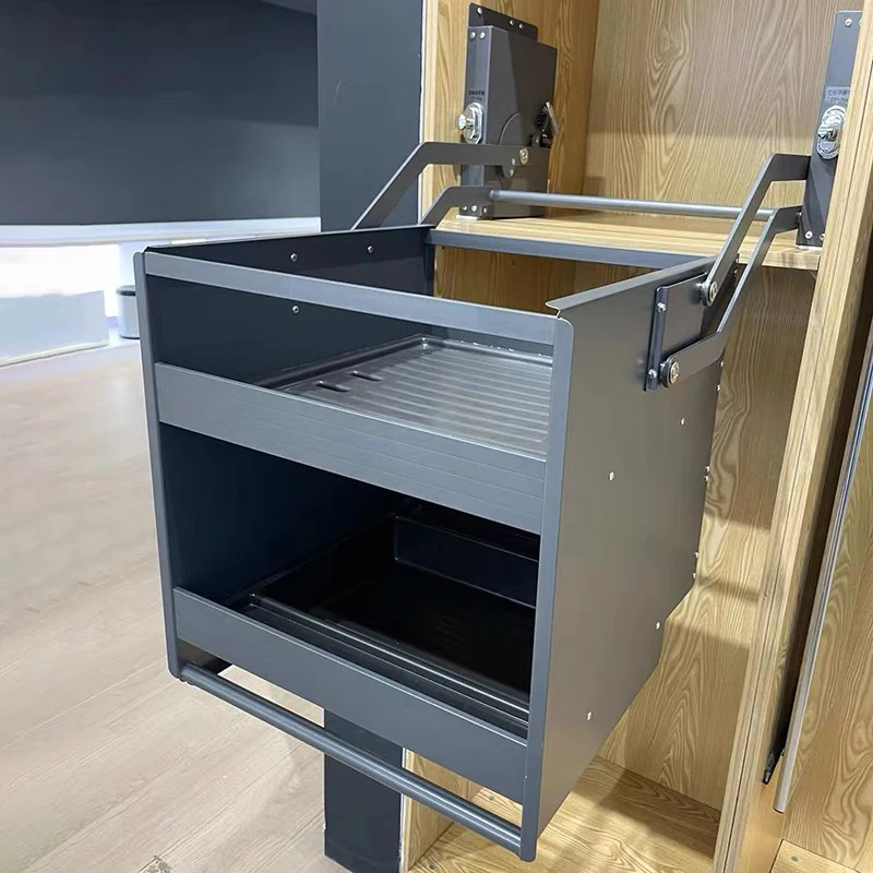 

Cupboard Lifter Lift up Basket Ergonomic System Kitchen Cabinet Pull Down Shelf Spice Rack Organizer Storage Shelves Elevator