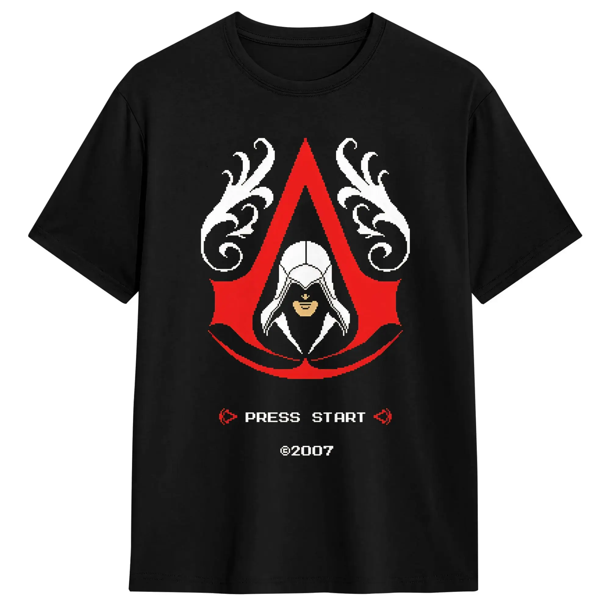 Assassins Creed Pixels T-Shirt Summer  Leisure T Shirts Pure Cotton O-Neck Oversize Top Tees Short Sleeve Vintage Tops