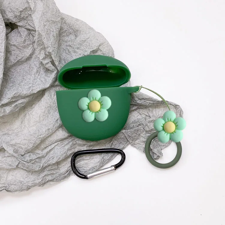 ดอกไม้น่ารักเคสสำหรับ Google Pixel Buds Pro กรณี Anti-Drop แหวนหูฟังที่น่ารักซิลิโคนหูฟังกล่องชาร์จ