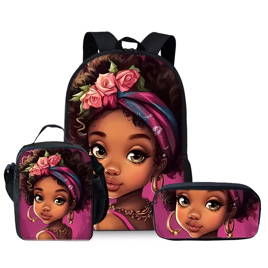 

Girl Pattern Three Piece Set Backpack Lunch Bag Pencil Case For Boy Girls Children Best Gifts 3D Cartoon Teens Laptop SchoolBag