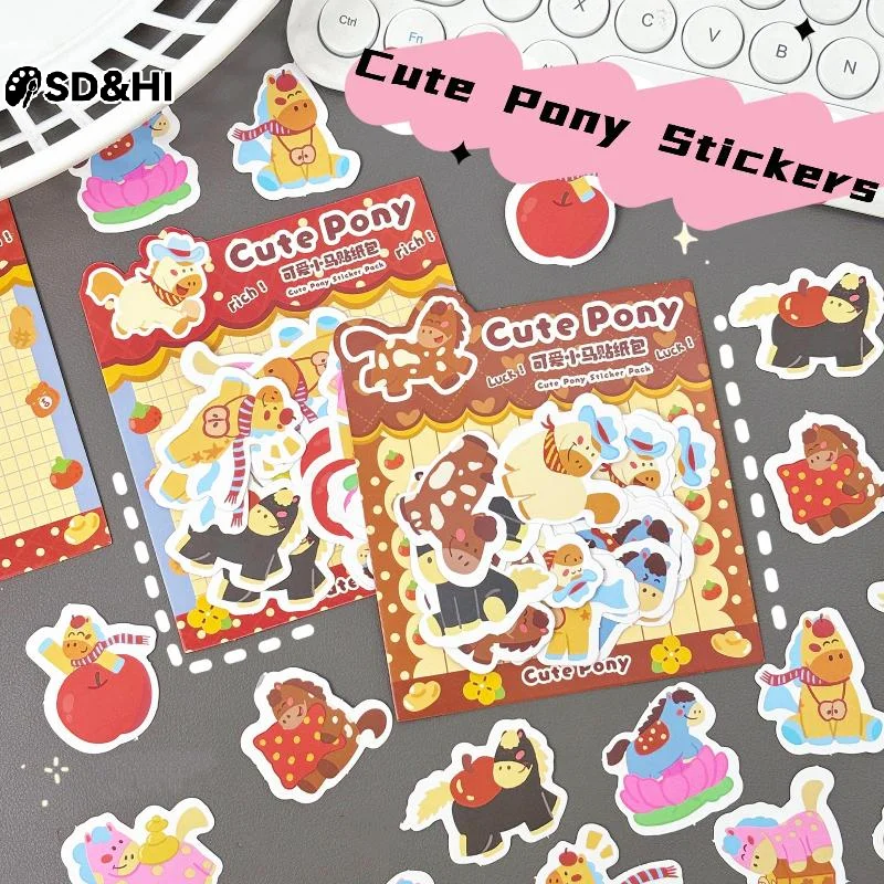 

60Sheets Cute Pony Stickers Cartoon Year Of The Horse Creative Stickers DIY Mobile Account Decorative Stickers Stationery