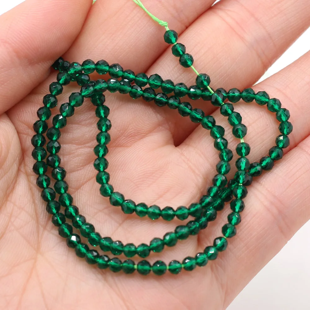 2pcs Natural Semi-precious Stone Beads Dark Green Spinels 3mm Loose Stone Beads For Jewelry Making Bracelet Necklace Handmade