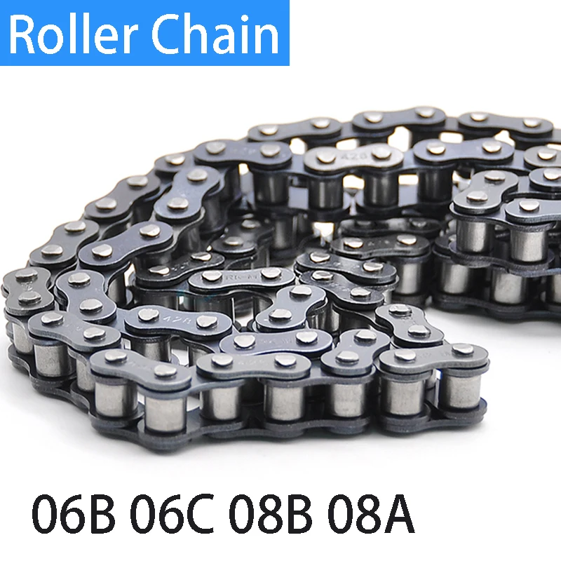 

1 pcs Roller Chain Single Row Industrial Transmission Chain 06B 06C 08B 08A Short Pitch Carbon Steel 1.524 Meter