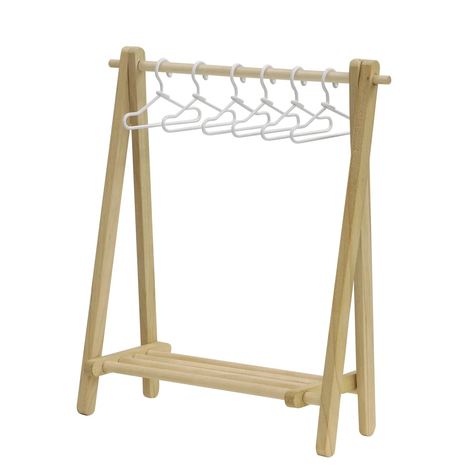 

iLAND 1/12 scale Dollhouse Furniture, Miniature Rack for Hanging w/ 6 Mini Hangers, Dollhouse Plant Hanger