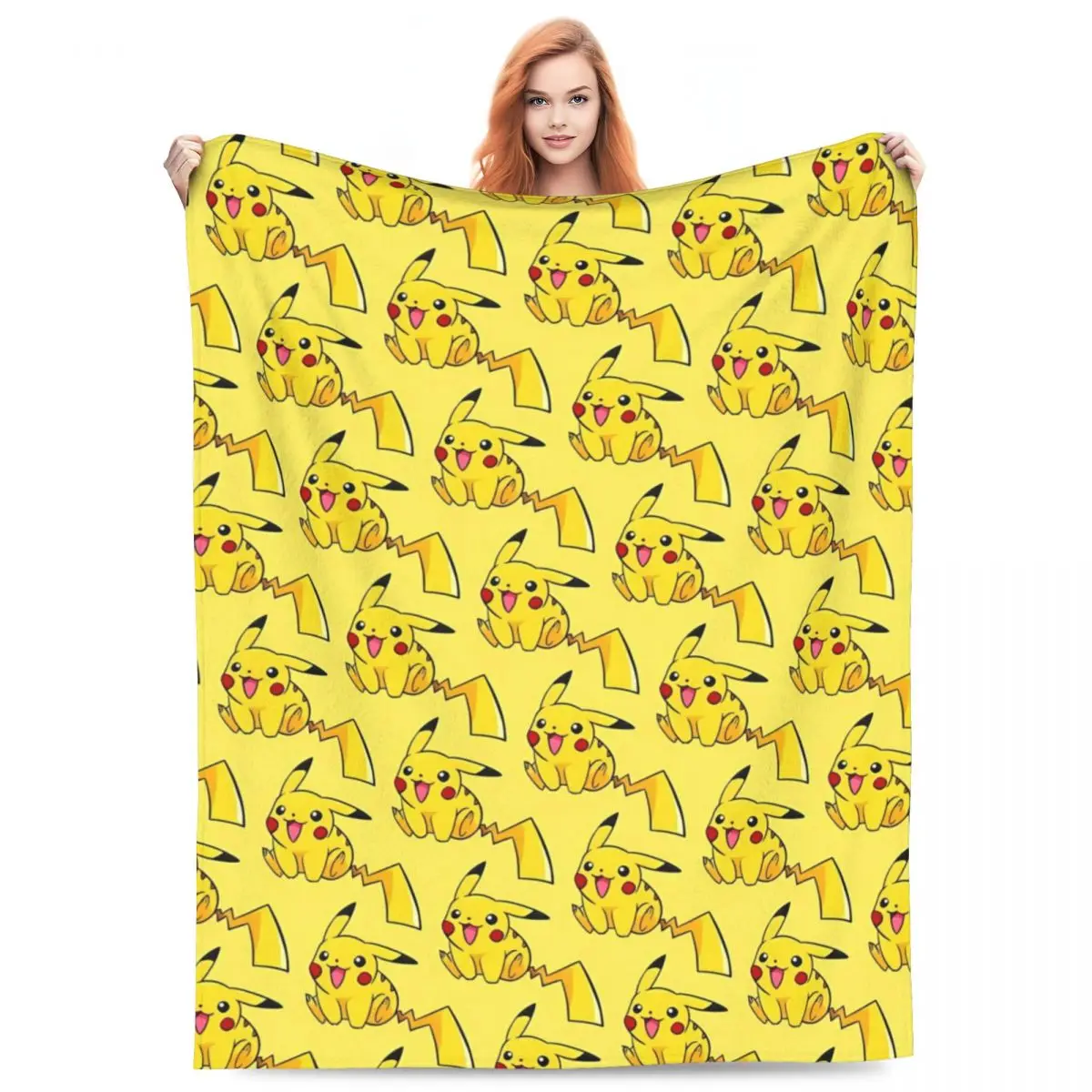 Poke-mon Pikachu Flannel Blankets Warm Soft Throw Blanket for Couch Chair Decorative Novelty Bedspread Sofa Bed Cover