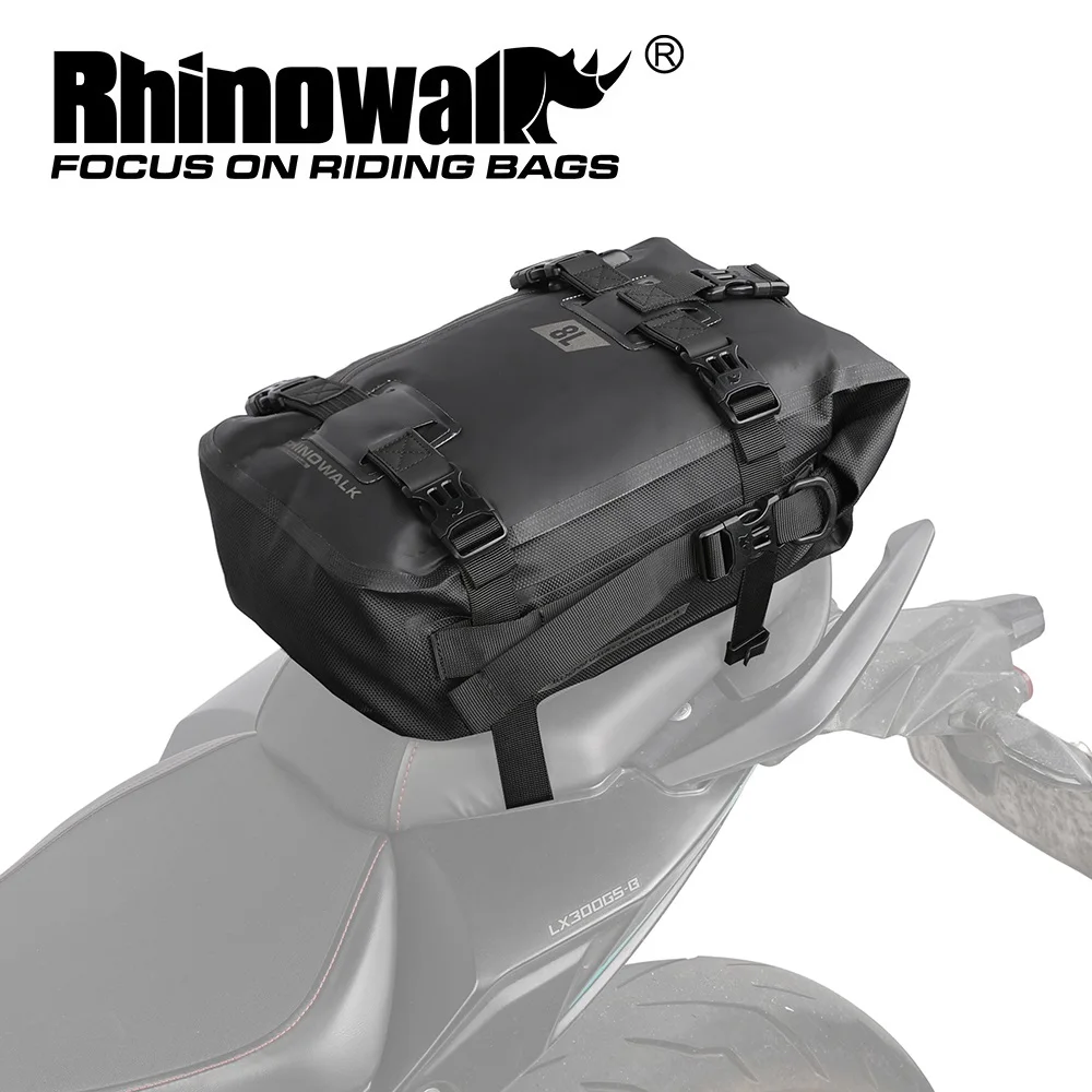 Rhinowalk Motorcycle Tail Bag Motorbike Side Bag 8L Full Waterproof Motor Saddle Pannier Bag Rear Rack Trunk