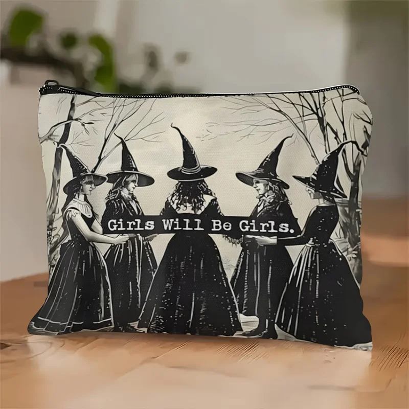 Funny Magic Themed Makeup Bag Scent Free Portable Travel Cosmetic Pouch Thoughtful Gift for Students Sisters Adults Halloween Pr