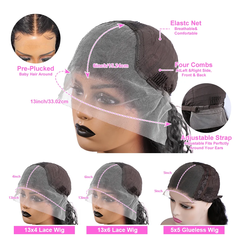 13x6 Lace Front Wigs Human Hair for Women 250 Density 13x4 HD Transparent Lace Front Wigs Human Hair Pre Plucked Straight 5x5 Glueless Lace Frontal Wigs Natural Black image 7