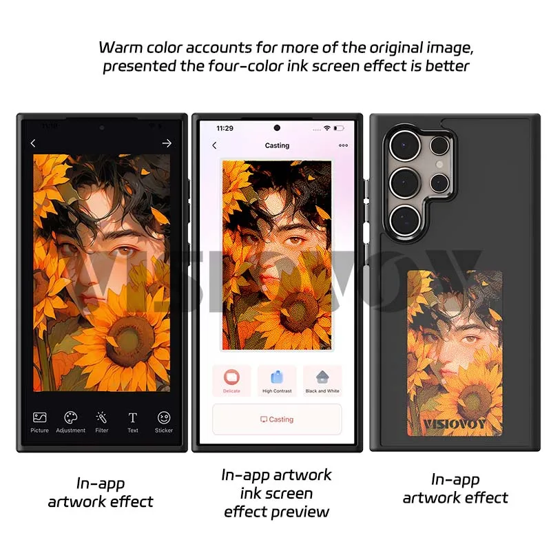 Smart NFC Phone Case for Samsung Galaxy S24, S23 Ultra, DIY, 4 Color, E Ink Screen, Couples Photo, Anime Characters